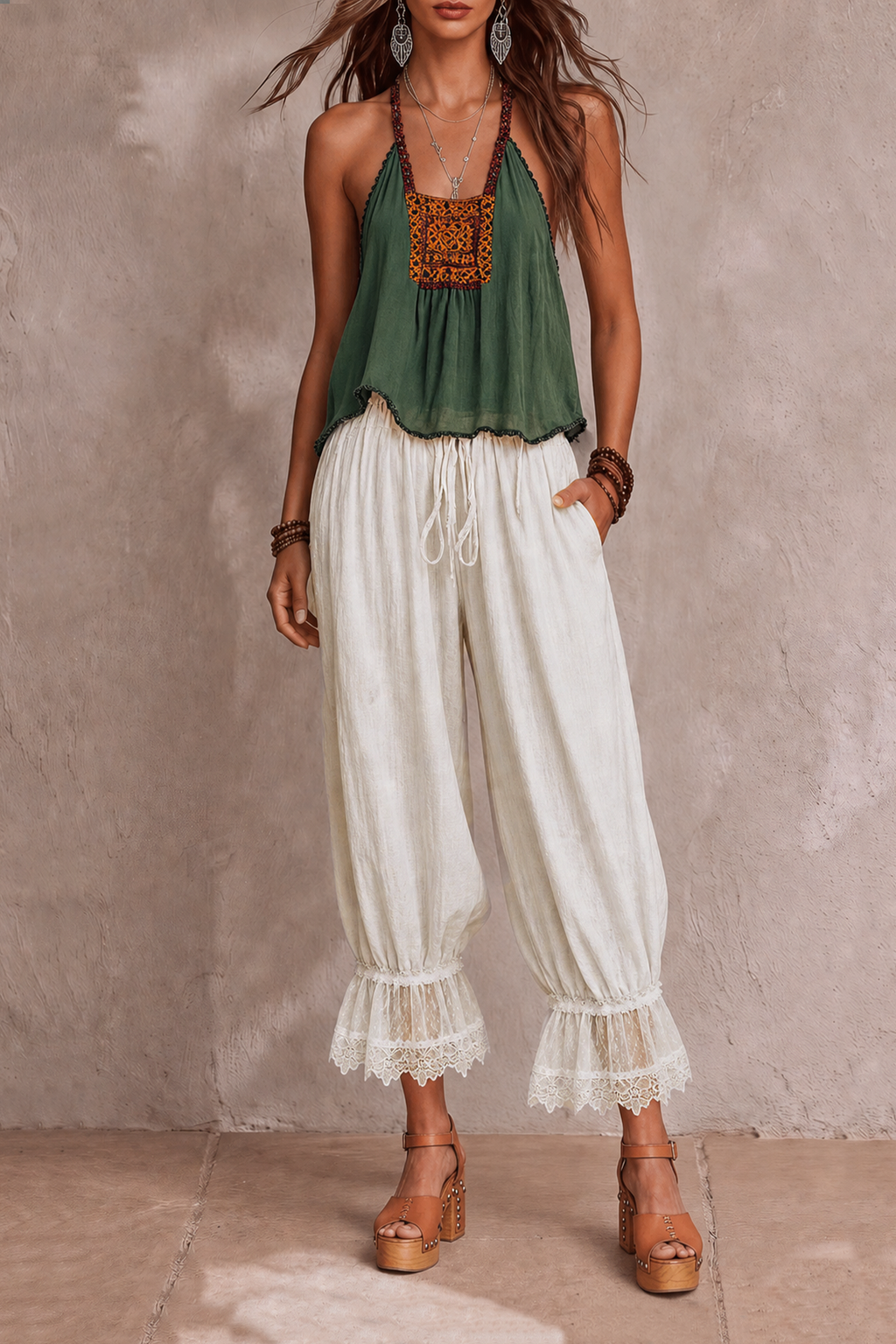 Luna — Top tirantes con detalle crochet, detalle
