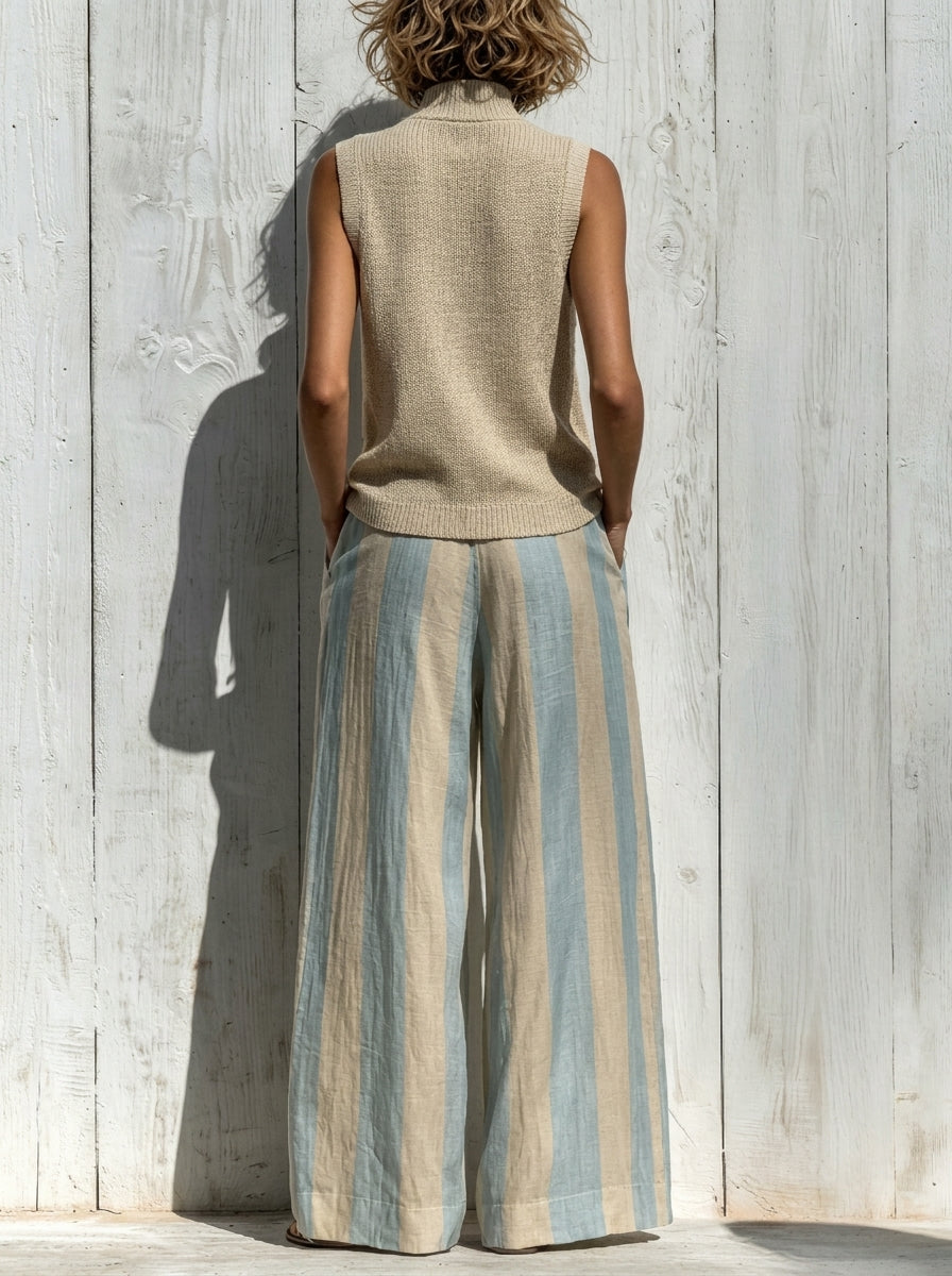 Conjunto top y pantalón de rayas - detalle 1