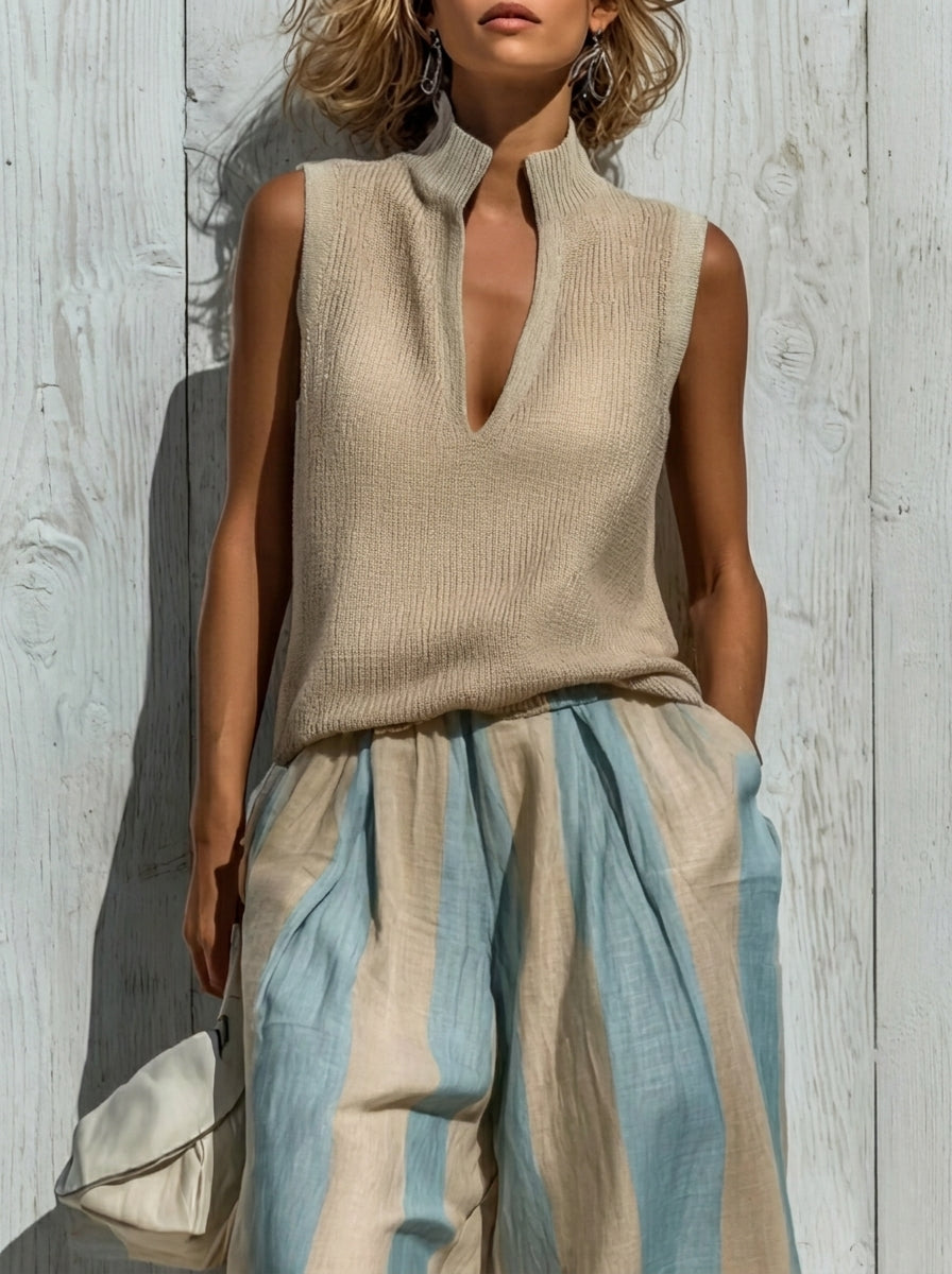 Conjunto top y pantalón de rayas - detalle 3