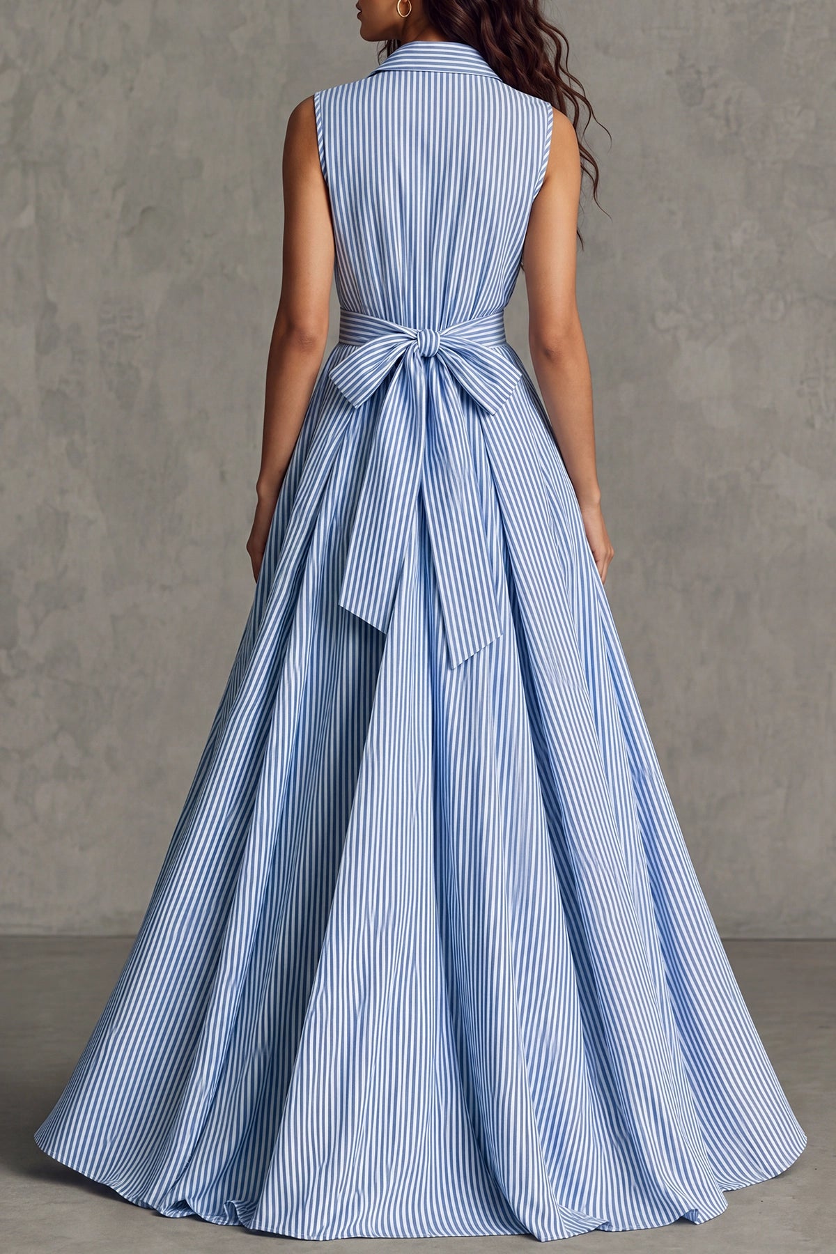 Zaira — Abito camicia maxi a righe senza maniche